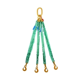 Čtyřpramenný textilní vazák, oko-4 x hák, Nosnost 4200/3000 kg, Certifikovaný